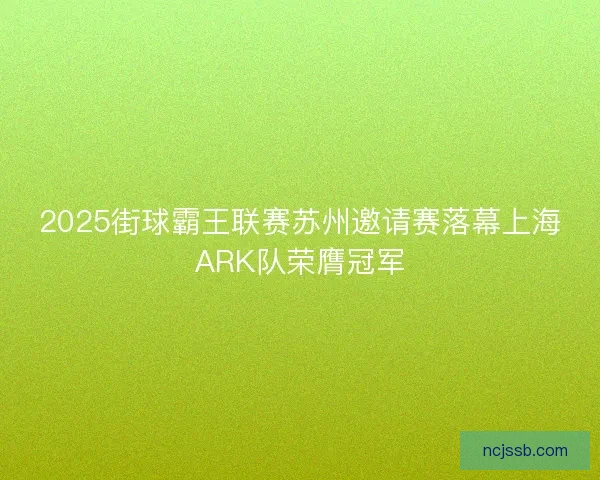 2025街球霸王联赛苏州邀请赛落幕上海ARK队荣膺冠军